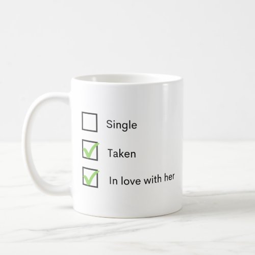 Single taken in love with her coffee mug