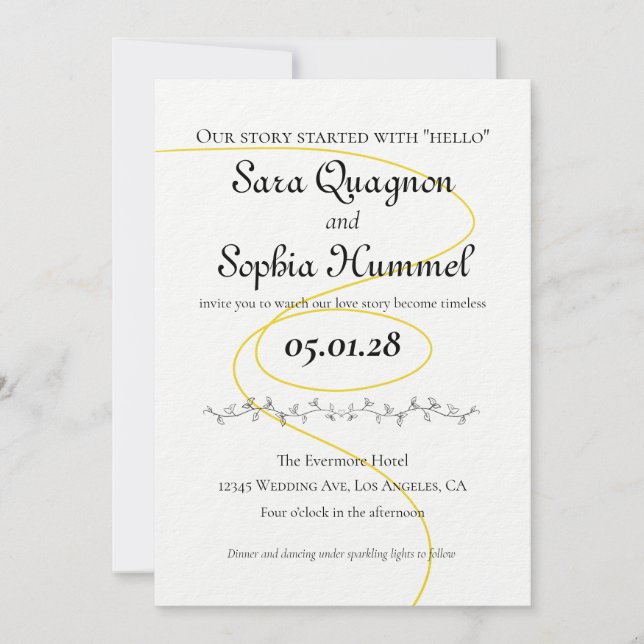 Single Thread of Gold Wedding Invitation (Front)