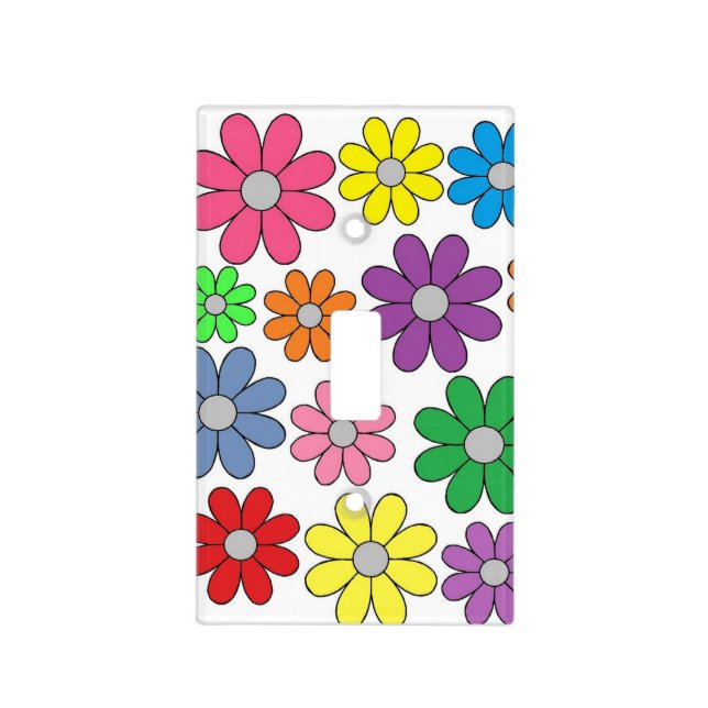 Single Toggle Light Switch Cover - Crazy Daisies! (Front)