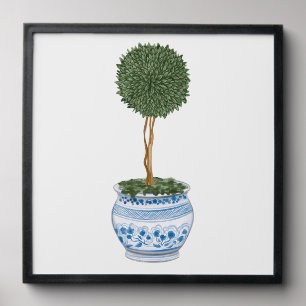Single Topiary Tree in Chinoiserie Planter Art Peel And Stick Photo Tile