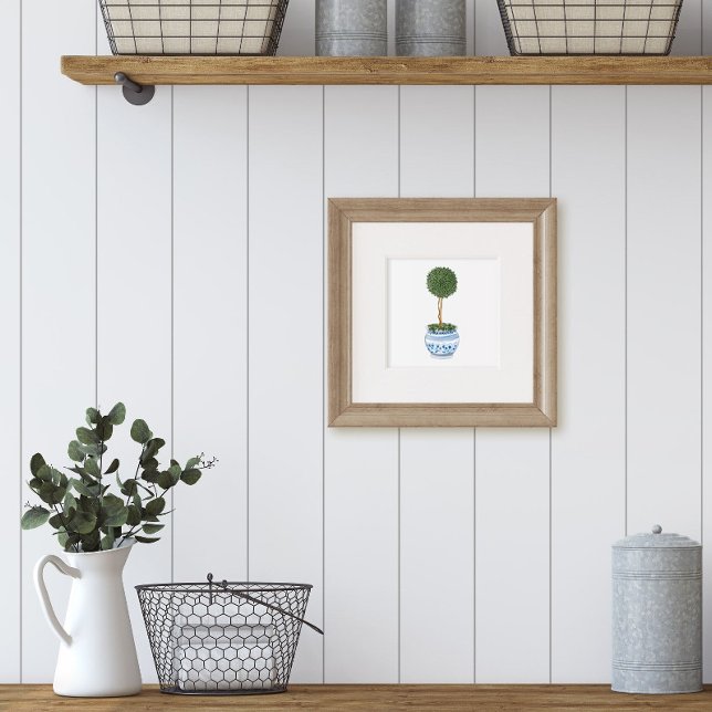 Single Topiary Tree in Chinoiserie Planter Art Poster (Single topiary tree art print)