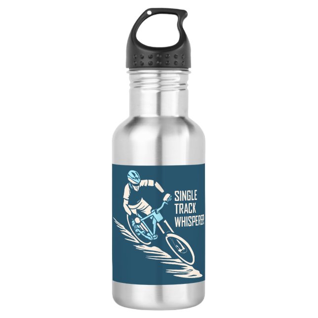 Single Track Whisperer Mountain Biking Stainless Steel Water Bottle (Front)