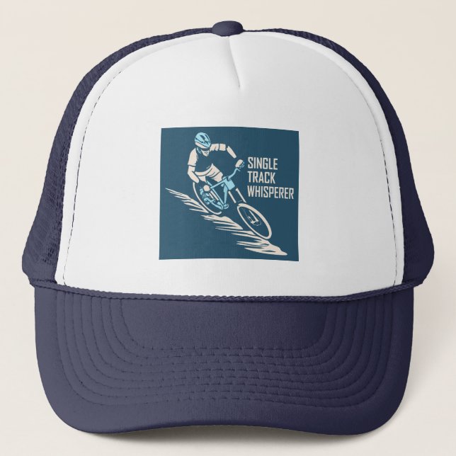 Single Track Whisperer Mountain Biking Trucker Hat (Front)