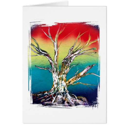 Single Tree Red Yellow Green Rasta Style Cards (Front)