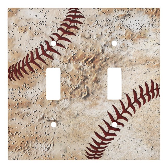 Single, Triple, Double Baseball Light Switch Plate (Front)