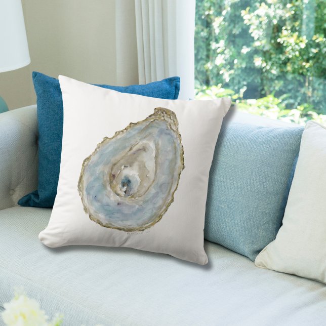 Single Watercolor Oyster  Throw Pillow (Creator Uploaded)