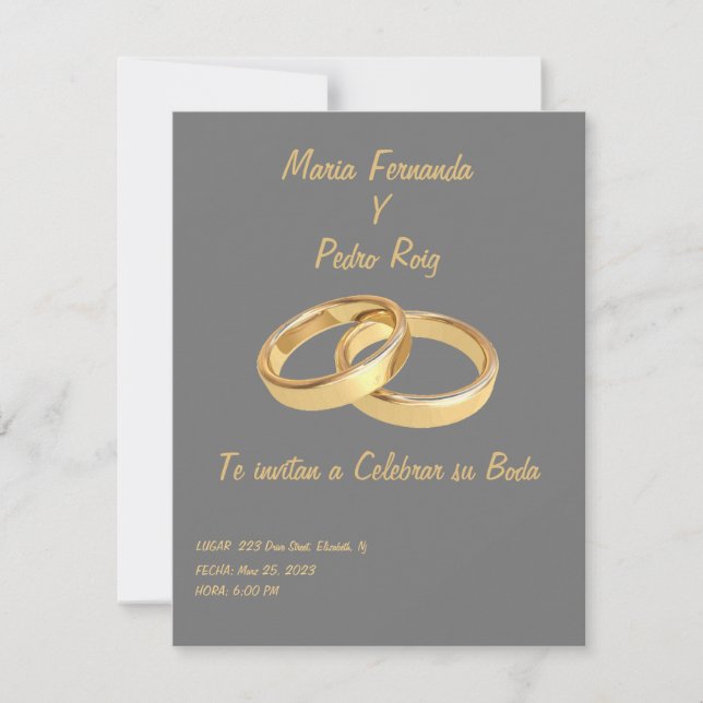 Single wedding ring invitation (Front)