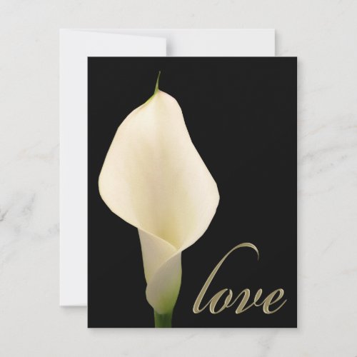 Single white calla lily personalized invites