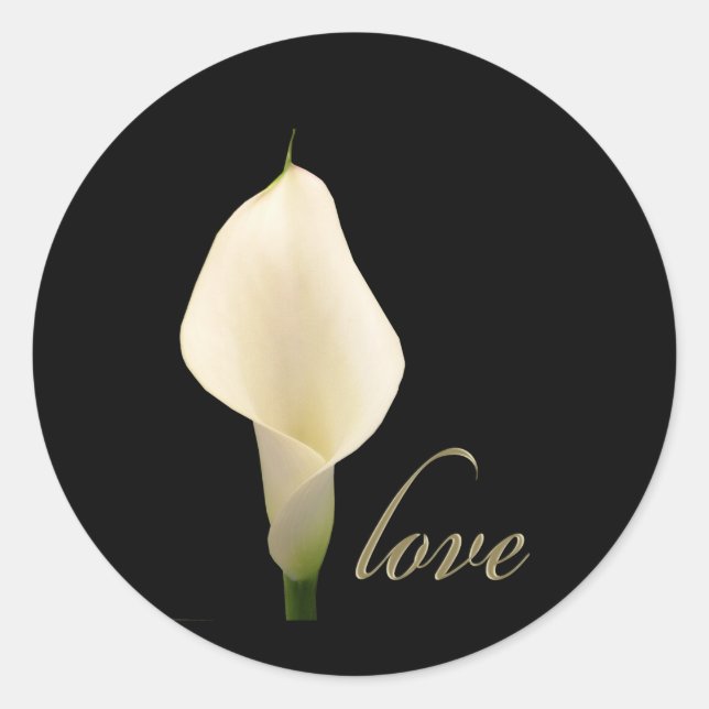 Single white calla lily classic round sticker (Front)