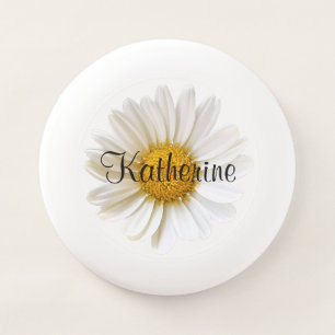 Single White Daisy Flower Custom Name Wham-O Frisbee