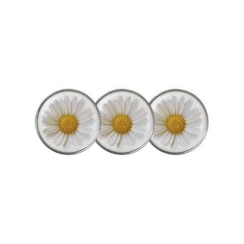 Single White Daisy Flower Golf Ball Marker
