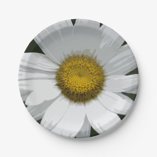 Single White Daisy Paper Plate