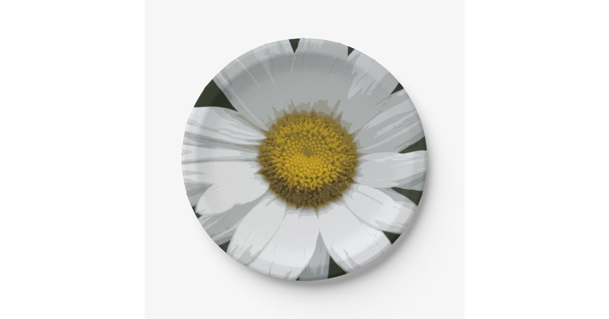 Single White Daisy Paper Plates Zazzle