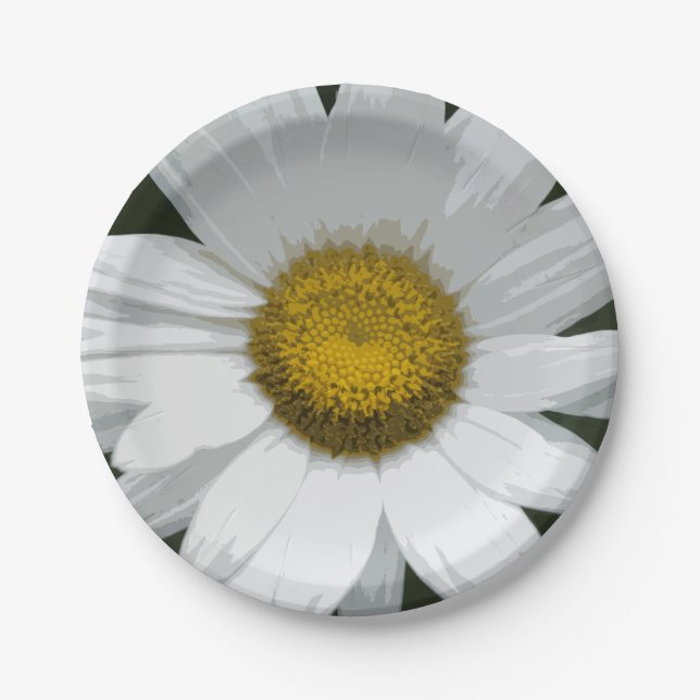 Single White Daisy Paper Plates (Front)