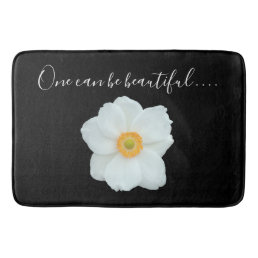 Single White Flower One Can Be Beautiful Poem Bath Mat