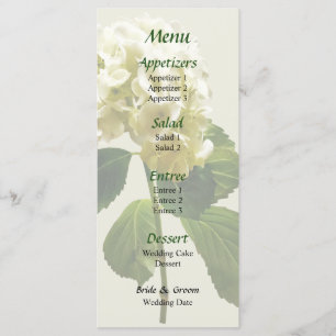 Single White Hydrangea Wedding Menu