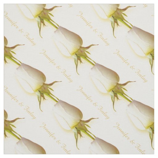 Single white rose wedding custom name fabric
