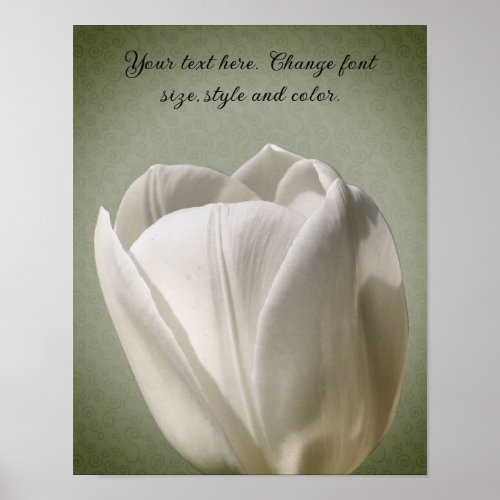 Single White Tulip Flower Add Your Text Poster
