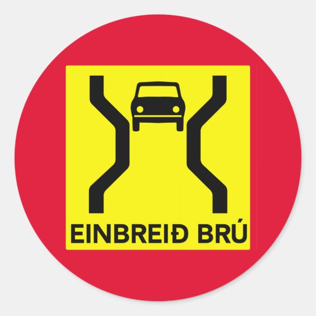 Single-Width Bridge, Traffic Sign, Iceland Classic Round Sticker (Front)