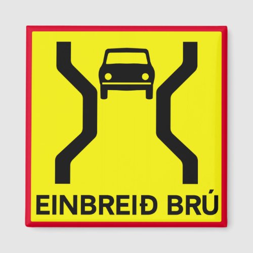 Single_Width Bridge Traffic Sign Iceland Magnet