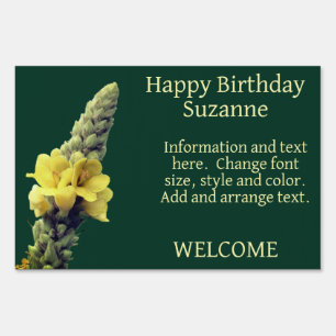 Single Wild Mullein Flower Personalized Birthday Sign