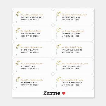 Single Wildflower Name Wedding Guest Address Sticker by lemontreeweddings at Zazzle