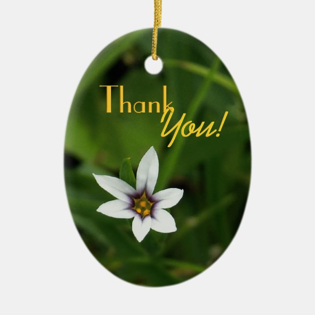 Single WIldflower "Thank You!" Ceramic Ornament (Front)