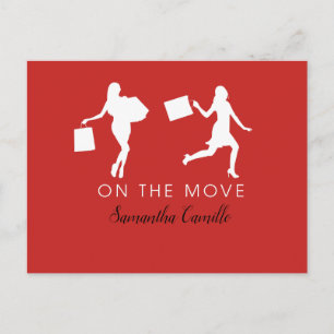 Single Woman Red City Life Moving Announcement Postcard