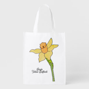 Single Yellow Daffodil  Grocery Bag