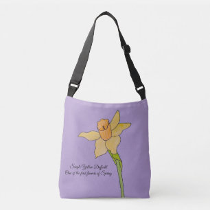 Single Yellow Daffodil Pale Purple Crossbody Bag