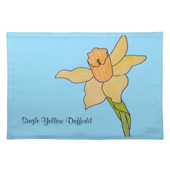 Single Yellow Daffodil with Orange Center Cloth Placemat (Front)
