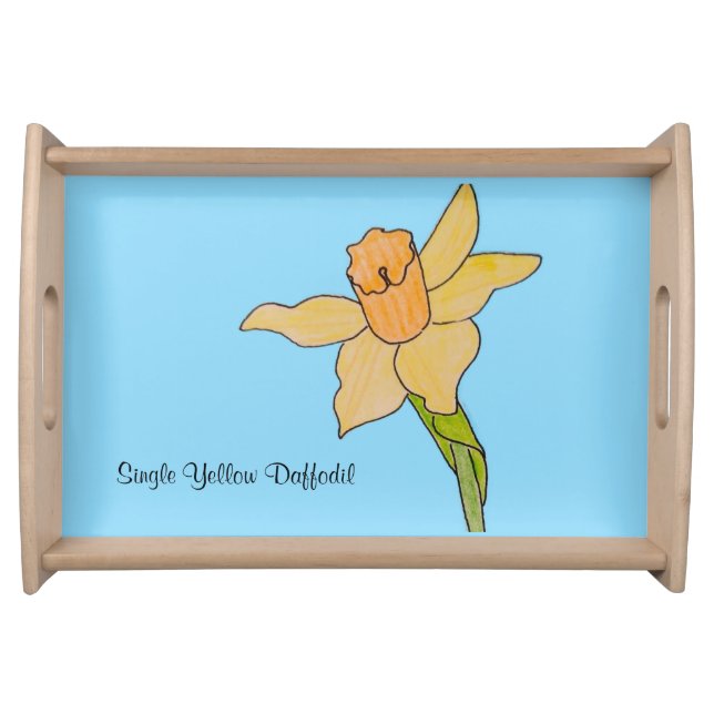 Single Yellow Daffodil with Orange Center Serving Tray (Front)