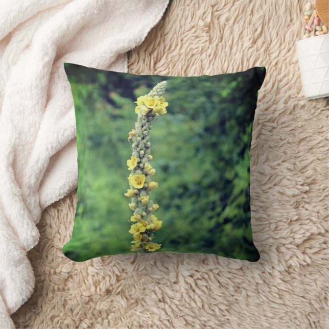 Single Yellow Mullein Wildflower   Throw Pillow (Blanket)