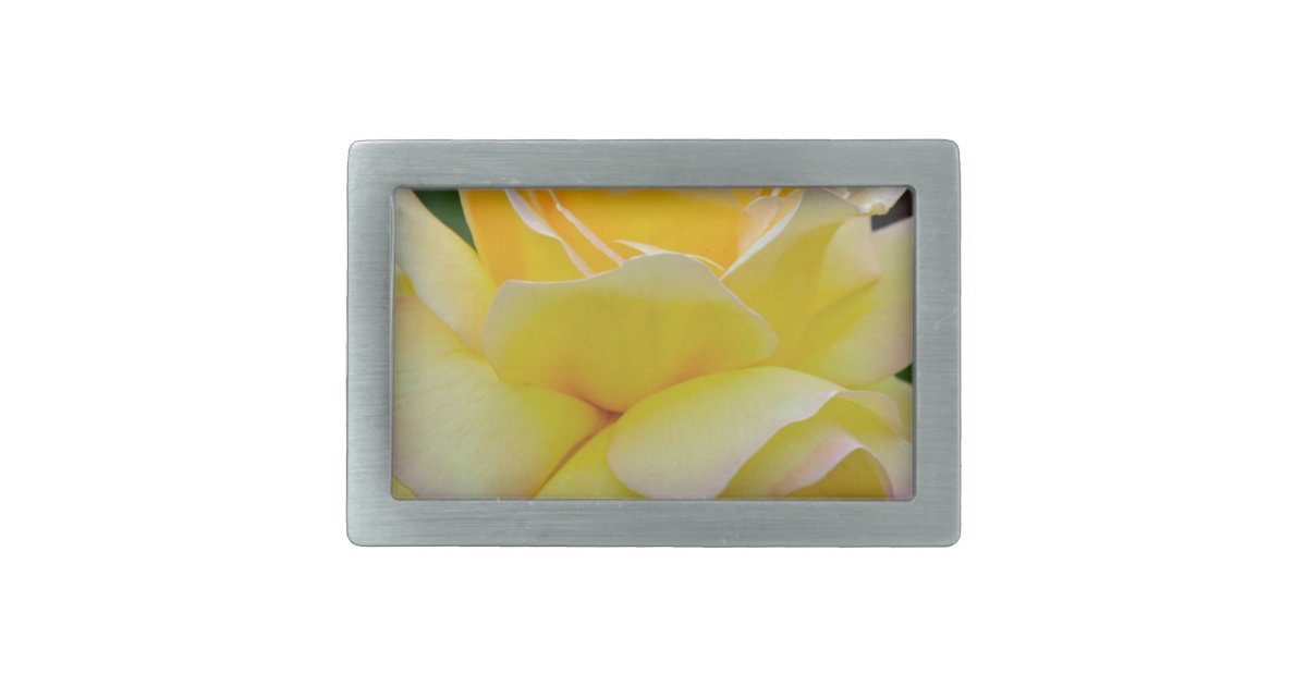 Yellow Rose Flower Chrome Finished Belt Buckle