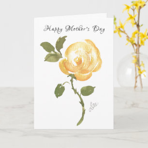 Single Yellow Rose-Mother's Day Card