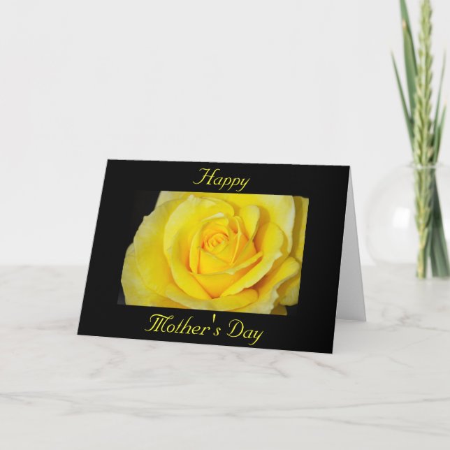Single yellow rose Mother's Day greeting card (Front)