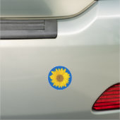 Single Yellow Sunflower on Blue Car Magnet (In Situ)