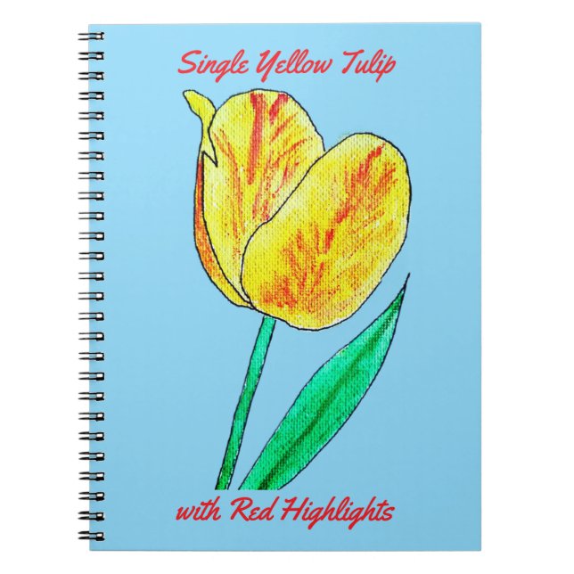 Single Yellow Tulip Red Highlights  Notebook (Front)