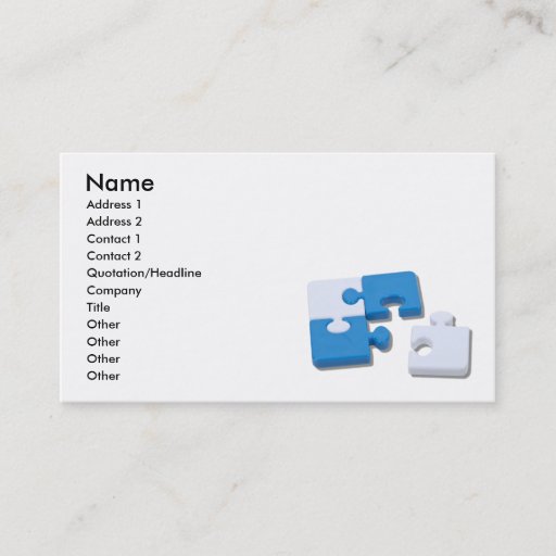 Customizable SingledPiecePuzzle101310, Name, Address 1, Addr... Business Card Templates