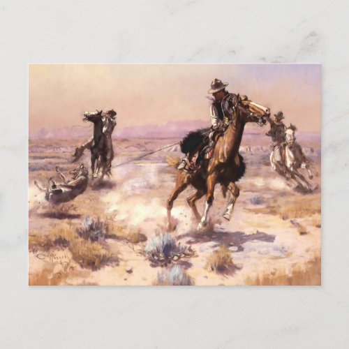 âœSinglehandedâ Western Art by Charles M Russell Postcard