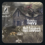 Sinister Avenue Scary Halloween Party Favor Square Sticker<br><div class="desc">Sinister Avenue Scary Halloween Party Favor Stickers. Matching invitations available. ( zombie party type is removable. Just delete the object.)</div>