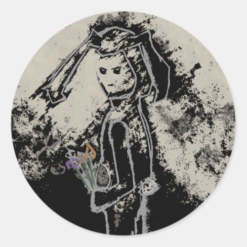 sinister bunny classic round sticker