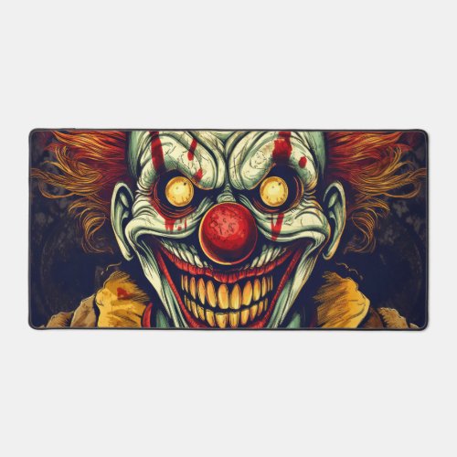 Sinister Carnival Clown Illustration Art Desk Mat