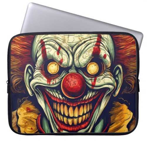 Sinister Carnival Clown Illustration Art Laptop Sleeve