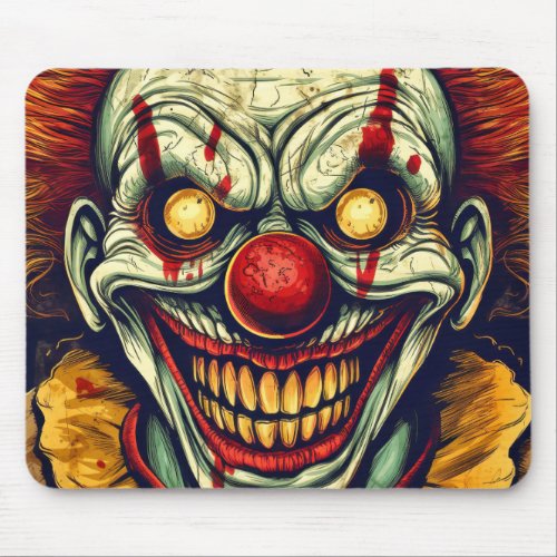 Sinister Carnival Clown Illustration Art Mouse Pad