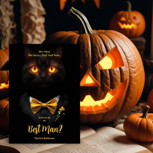 Sinister Cats Glowing Yellow Eyes Best Man  Invitation