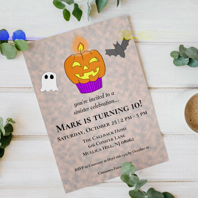 Sinister Celebration Cupcake Halloween Birthday Invitation (Creator Uploaded)