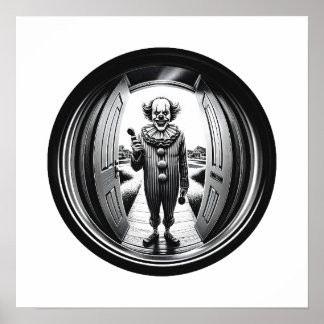 Sinister Clown at Your Door | Fisheye Poster