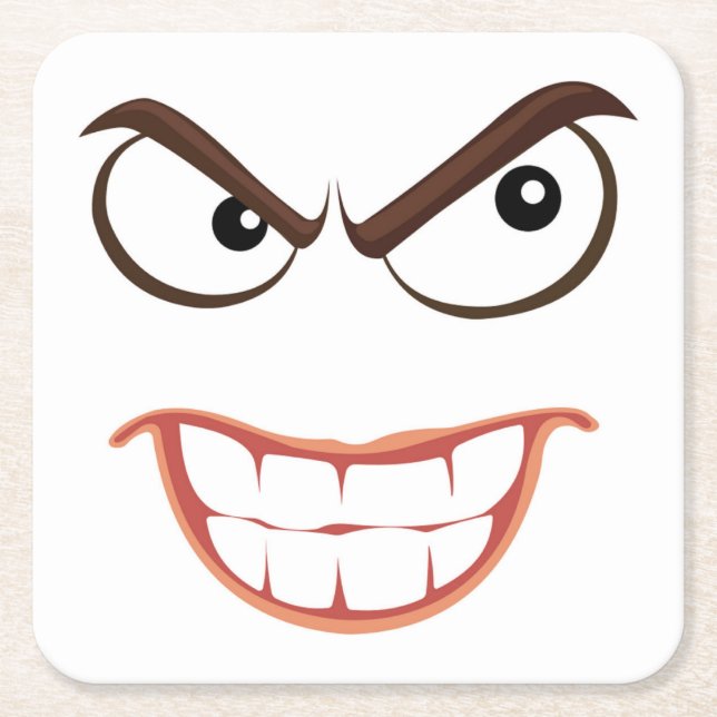 SINISTER FACE SQUARE PAPER COASTER (Front)