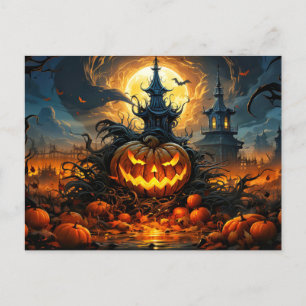Sinister Glowing Happy Halloween Postcard
